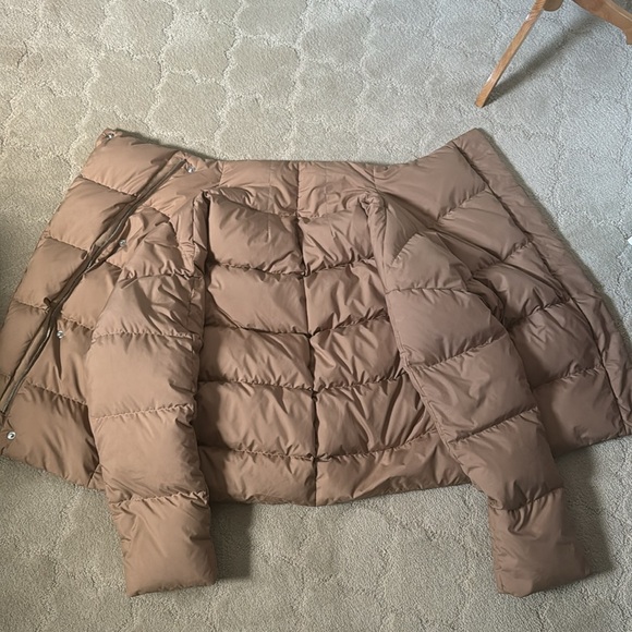 Theory Offset Down Puffer Coat Jacket Pecan Sz P - Picture 15 of 15
